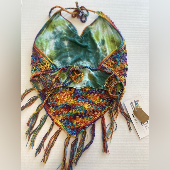 Crochet top, multicolor, one size fits all , never used w tags - Picture 2 of 2